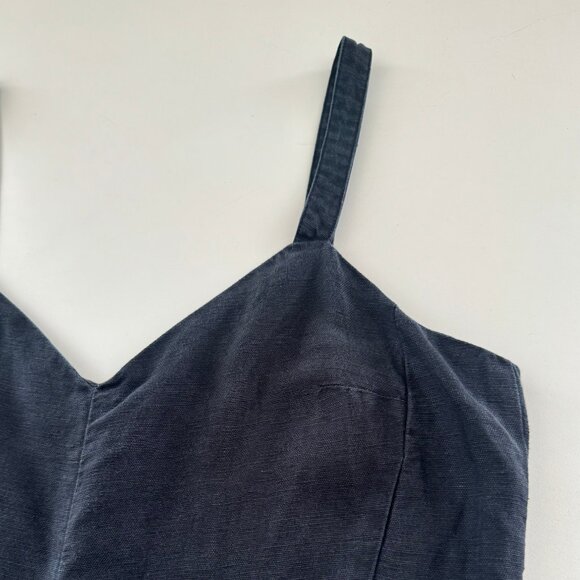 FREE SHIPPING! CLUB MONACO - Black/Navy Linen Midi Jumpsuit w Pockets! - Picture 7 of 11